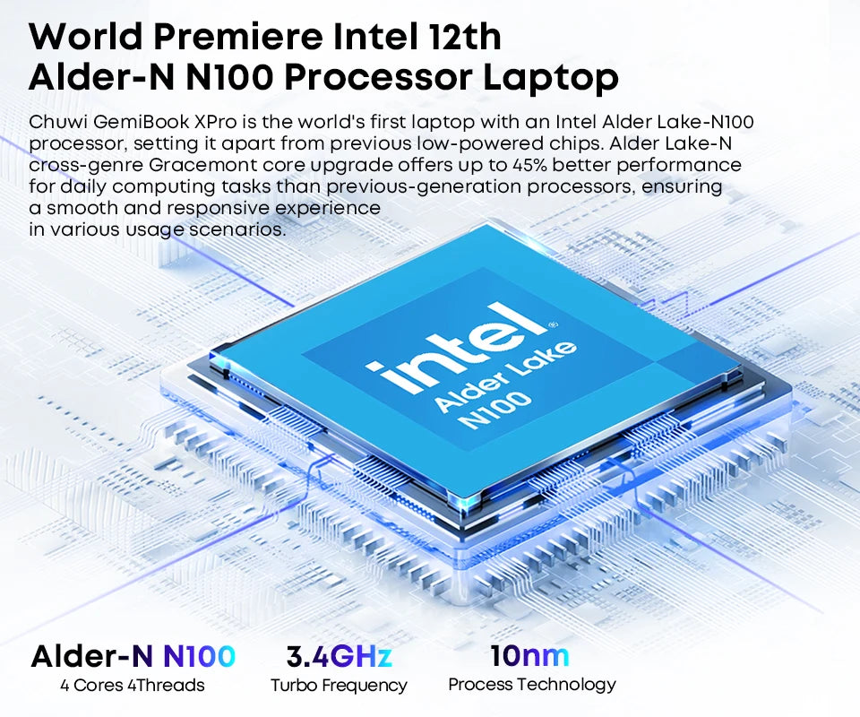 CHUWI GemiBook XPro Laptop 8GB LPDDR5 256GB SSD Intel N100/N150 UHD Graphics 12th Gen 14.1'' FHD 1920*1080 Windows 11 Laptops
