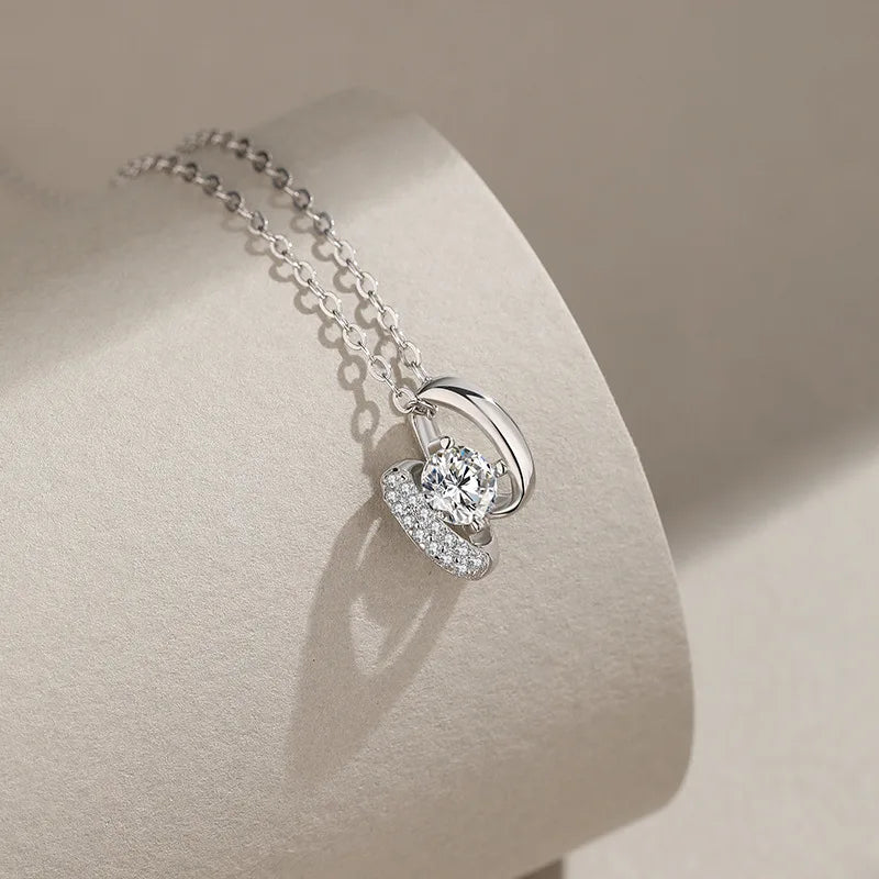 5mm Moissanite Pendant Necklace D VVS1 Moissanite with GRA Sterling Silver Plated 18K White Gold Waterproof Necklace for Women