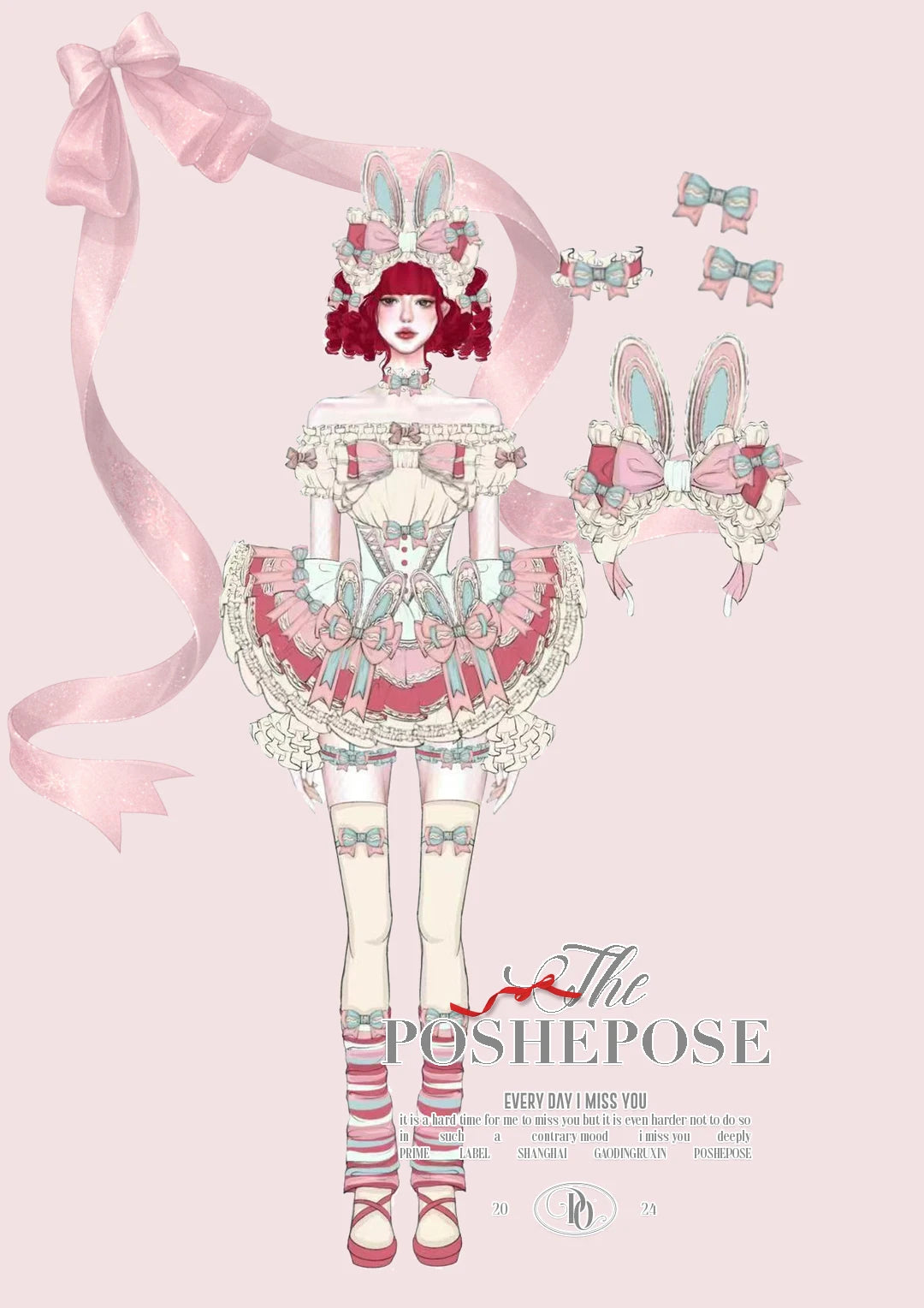 Sweet Cute Girls Lolita Clothing Accessories Set Princess Ribbon Lace Bow Headband Choker Necklace Bracelet and Leg Ring