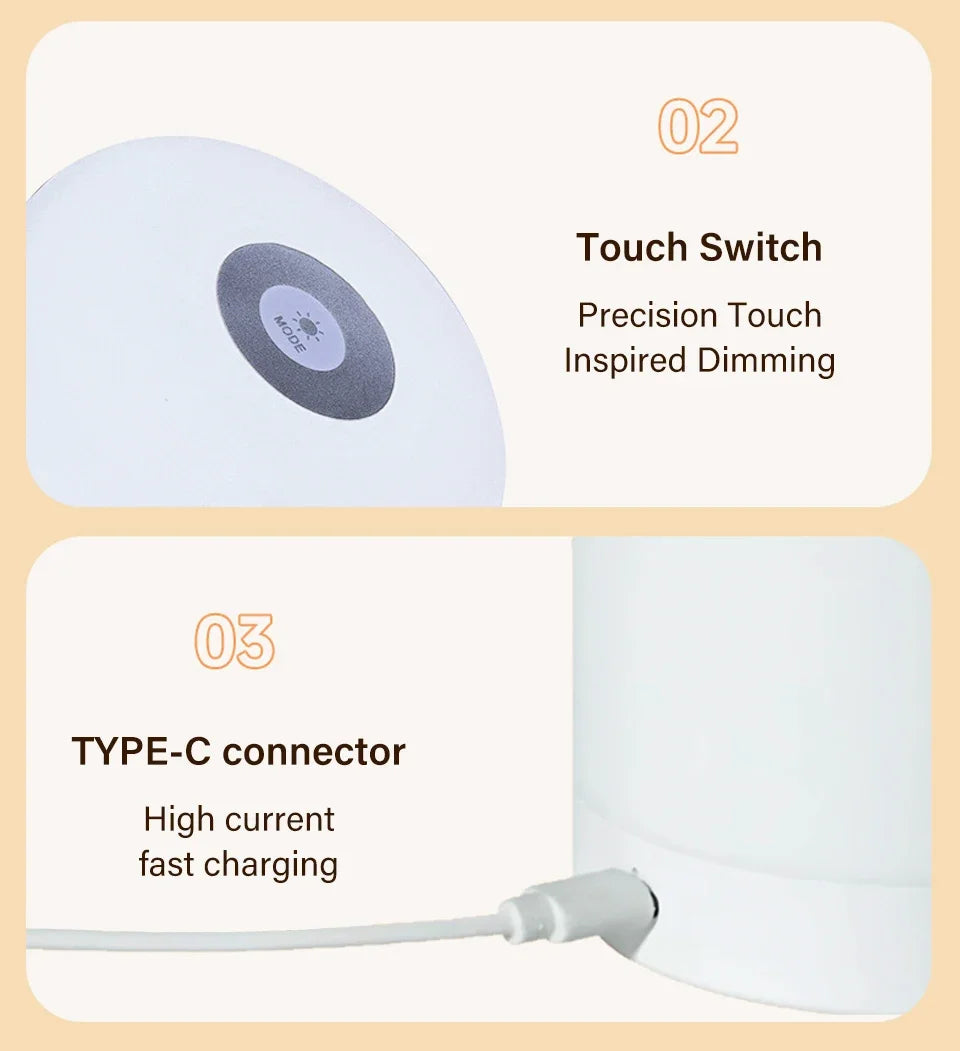 LED Table Lamp Touch Bedside Lamp 13 Color Changing Night Light Room Decor Remote Dimmable Rechargeable Bedside Night Lamp