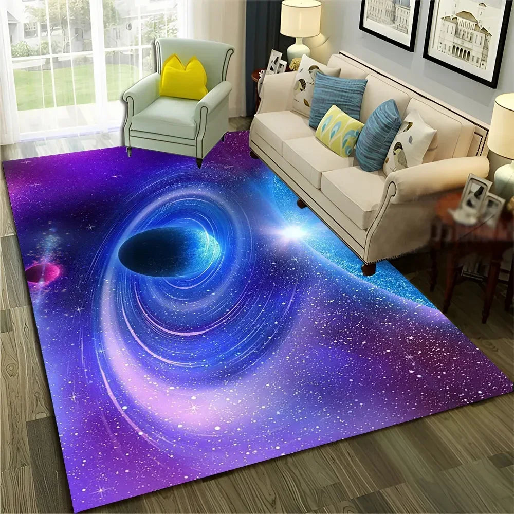 Galaxy Planet Star 3D Universe Space Carpet Rug for Home Living Room Bedroom Sofa Doormat Decor,Kid Area Rug Non-slip Floor Mat