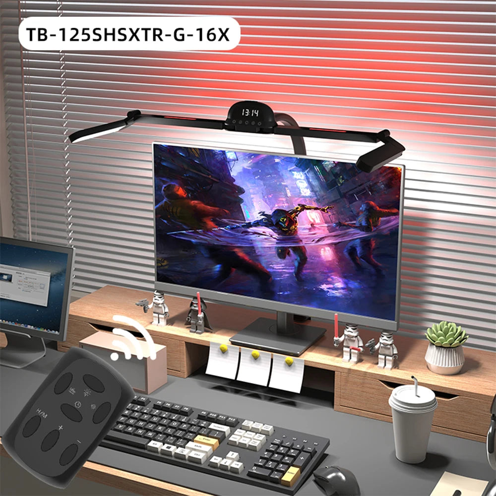 LED Full Spectrum Eye-Caring Architect Desk Lamp with Clamp Flexible Gooseneck 120cm Foldable 4-Head Stepless Dimming Lamp