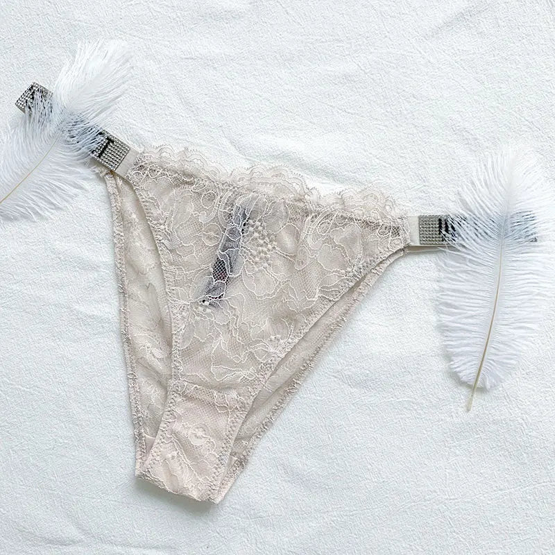 Fashion large size printed women's underwear comfortable rhinestone sexy underwear pink brand thong seamless t-pants metal chain