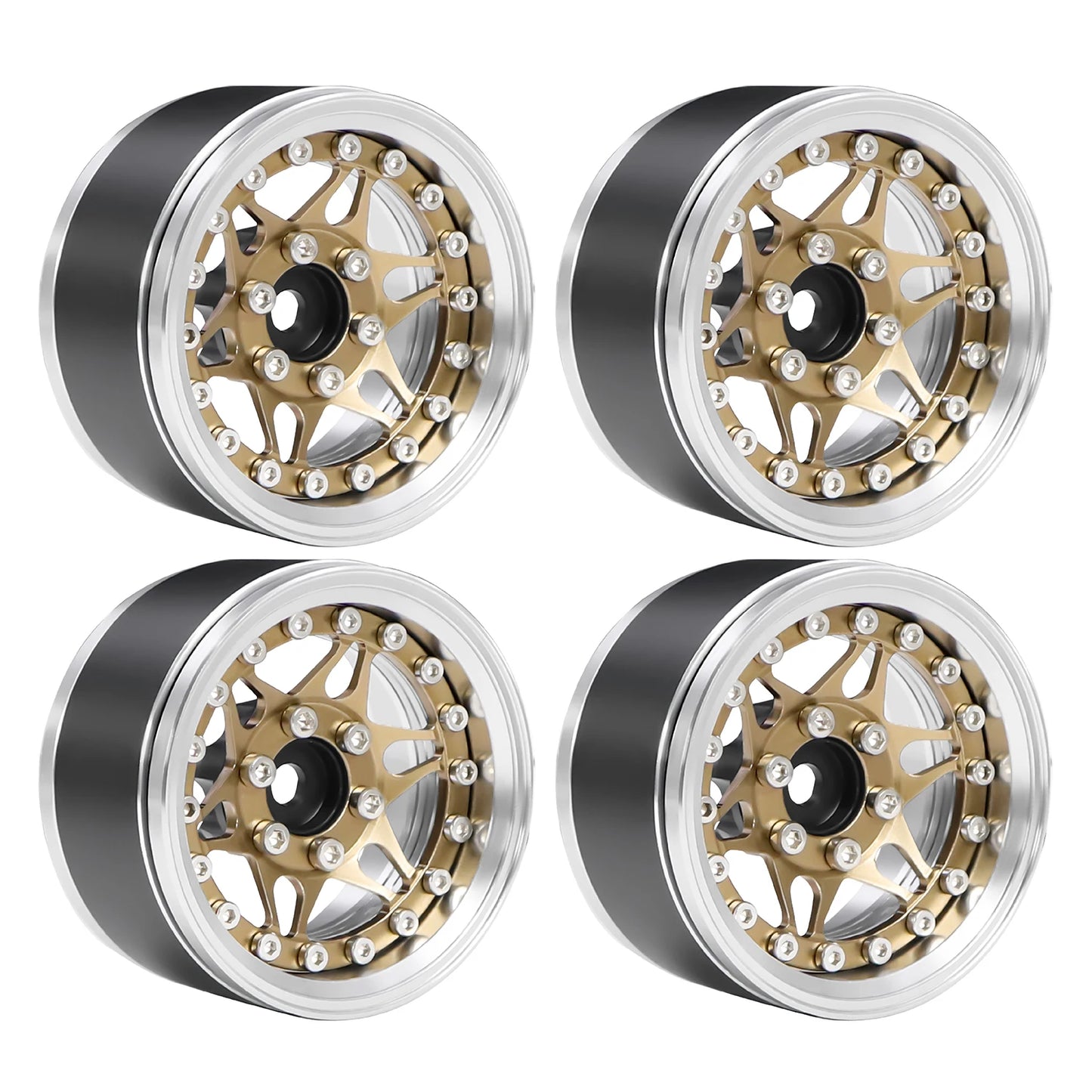 1.9" CNC Aluminum Beadlock Wheels Rim with Adjustable Offset for TRX4 TRX6 Axial SCX10 Redcat GEN8 RC4WD D90 1/10 RC Crawler
