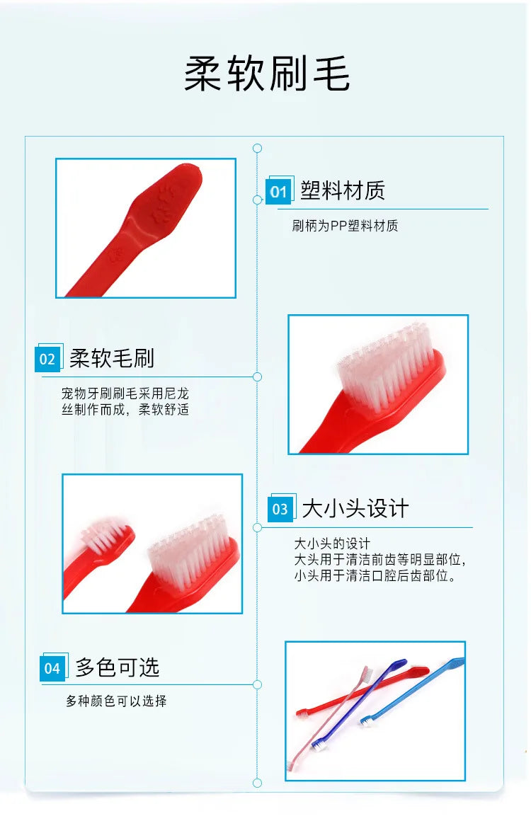 Pet Toothbrush Set Dog Cat Oral Care Kit Pet Toothpaste Cleaning Supplies for Dogs Cats Dental Hygiene Grooming