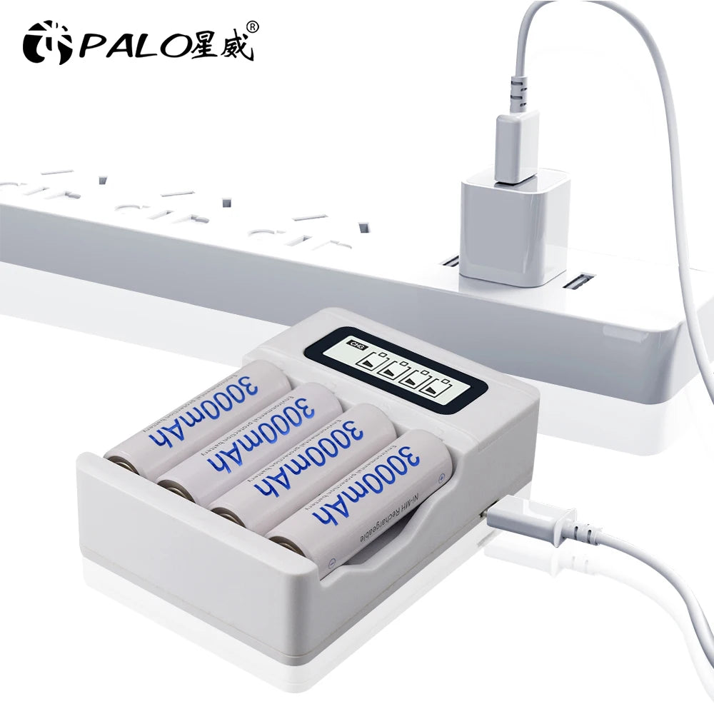 PALO 1.2V AA Rechargeable Batteries 3000mAh aa Ni-MH 100% Original High Capacity Current AA Battery Rechargeble For Camera Toys