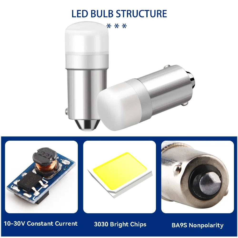 4PCS 313 Miniature Bayonet Bulb BA9S 53 57 1818 1819 1820 Led Bulb 10-30Volt AC/DC 1829 1843 1864 1437 Bulbs Landscape Lights