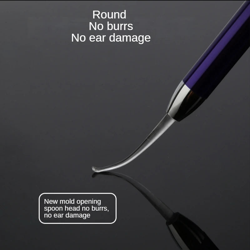 LED FlashLight Earpick Baby Ear Cleaner Endoscope Penlight Spoon Cleaning Ear Curette Light Spoon with Magnifier Ear Wax Removal