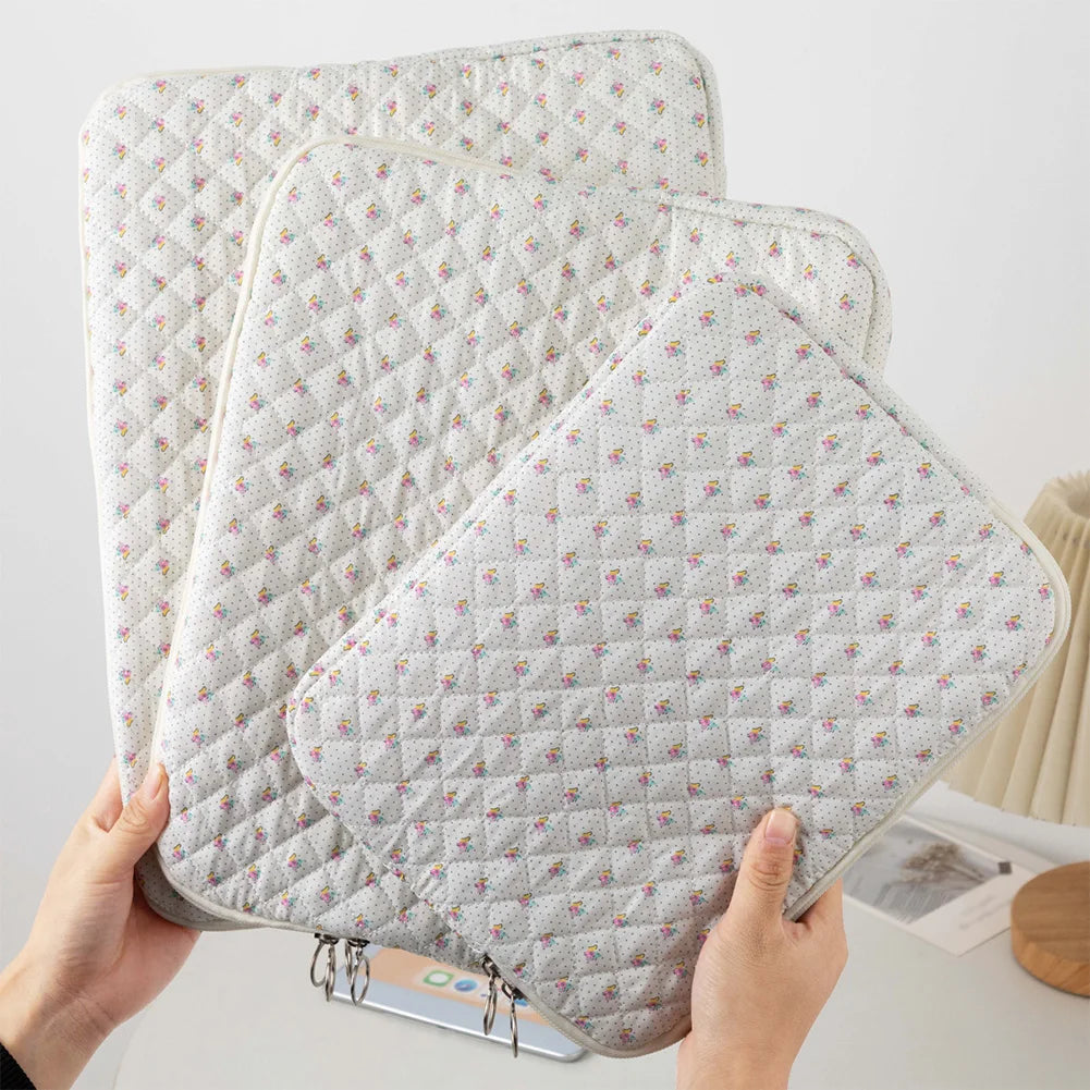 Flower Printed Laptop Sleeve Case Bag for Quilted Protective Laptop Case Computer Sleeve Clutches for 11-15 Inch Laptop Tablet