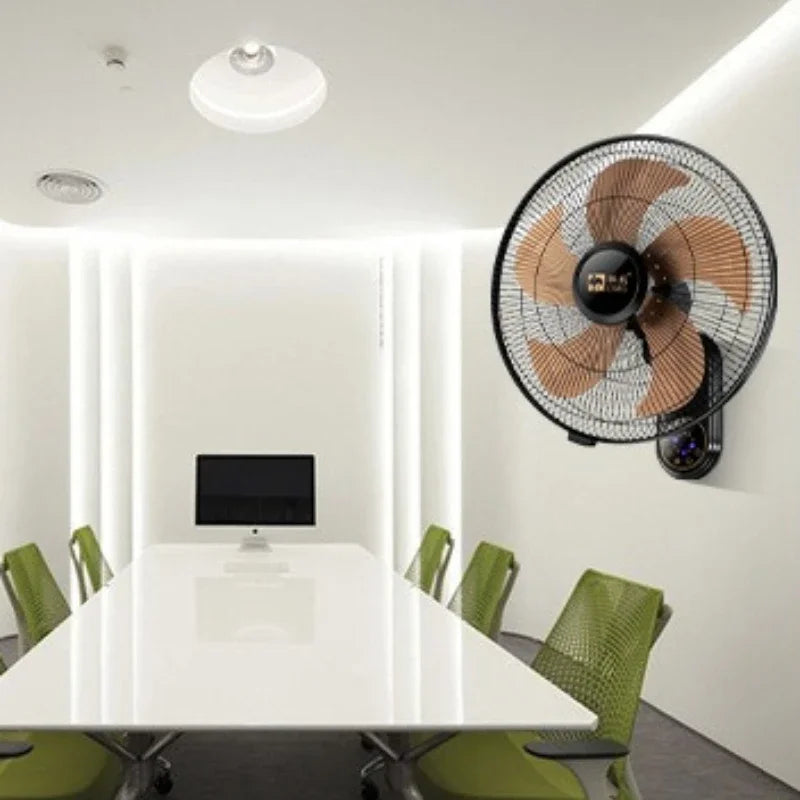 Wall Mount Oscillating Fan Metal Aluminum Blades Powerful Quiet Wide Angle Long Distance Smart Timer for Home Restaurant Kitchen