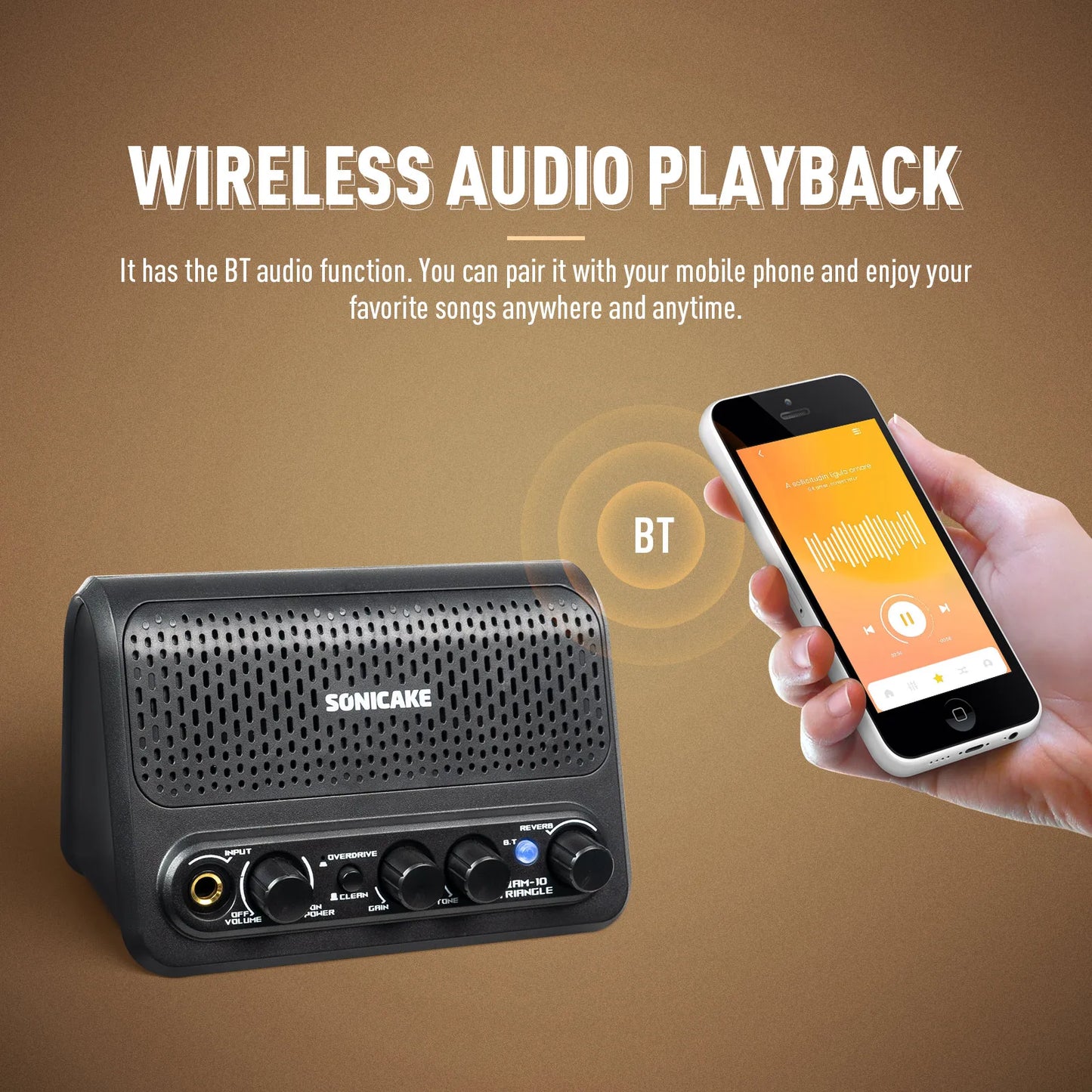 SONICAKE Dual 5W Guitar Combo Amplifier Speaker USB Chargeable Wireless Audio for electric acoustic guitar