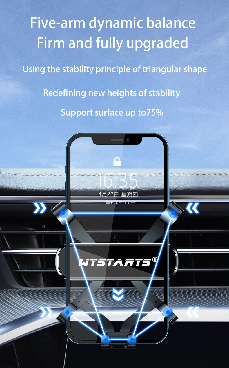 For Volvo XC40 2020-2023 Adjustable Car Phone Holder Mobile Mount Gravity GPS Rotatable Navigation  Bracket Car Accessories