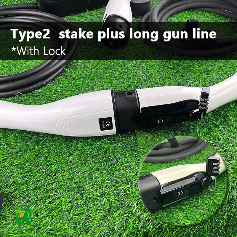 For wired charging stations Portable EV Charging Cable 32A 22KW 3 Phase Electric Car Charger 3.5KW 16A 1 Phase Anti-theft strap