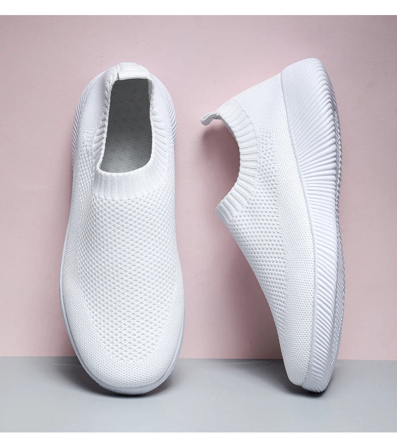 2024 Spring Women Shoes Knitting Sock Sneakers Women Flat Shoes Casual Breathable Sneakers Flats Walking Shoes for Women