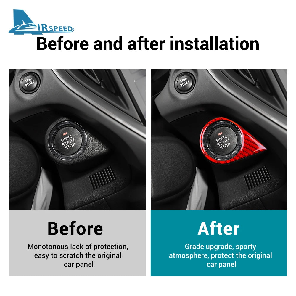 Real Soft Carbon Fiber Sticker For Subaru Crosstrek Impreza 2024 Car Engine Start Stop Button Frame LHD Interior Accessories