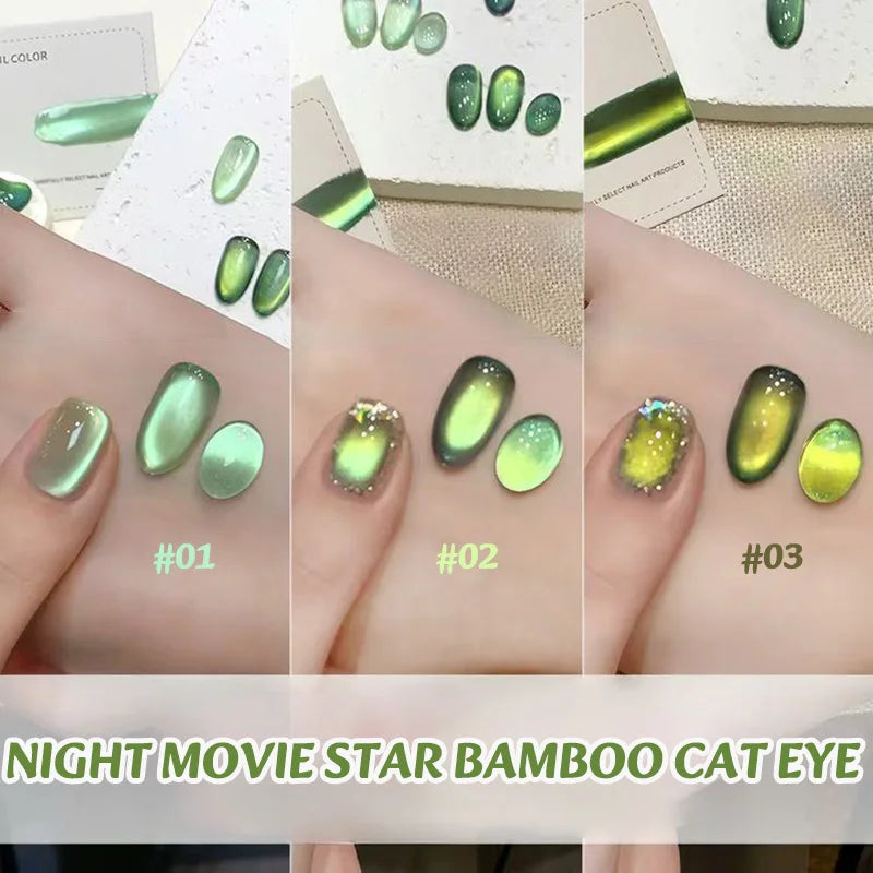 MIANEL 12ML 1-21pcs Emperor Green Cat Eye Gel Nail Polish Whitenning Nails Green Nails Suitable For Nail Salons Nail Supplies