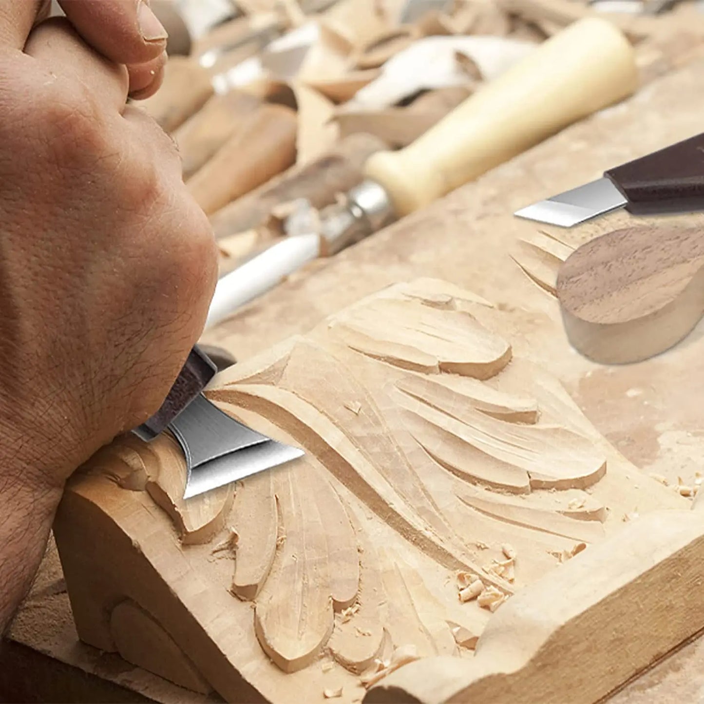 Wood Carving Tools Set 14 in 1 Wood Carving Kit with Detail Wood Knife Woodworking Hand Tool Whittling Kit for Beginners DIY