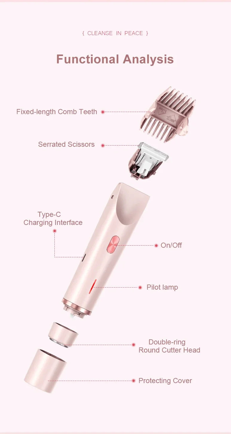 1PC Dual Head Hair Trimmer Women Electric Razors Rechargeable Wet Dry Painless Shaer Machine Hair Remoer For Body Private Areas