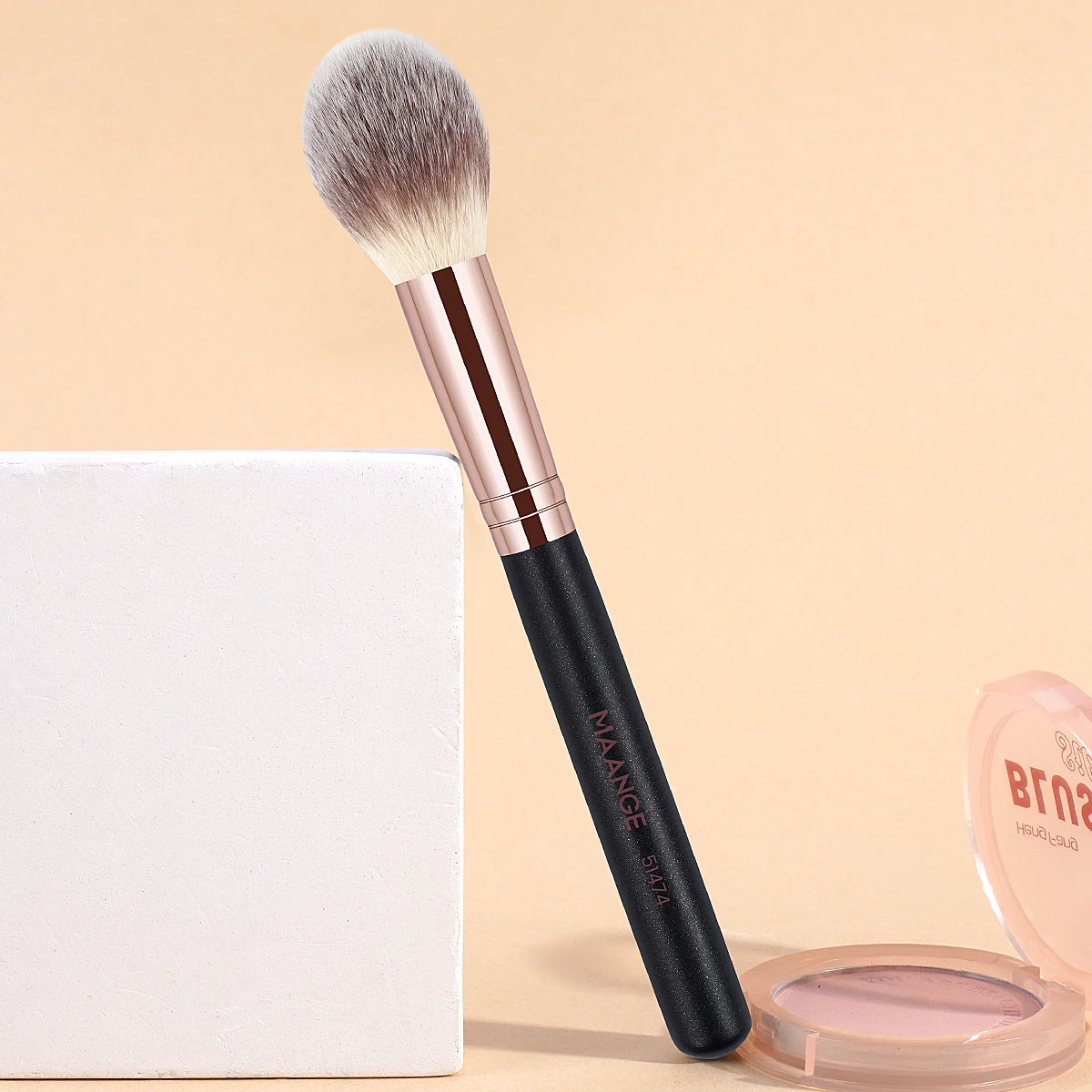 MAANGE Double Head Foundation Concealer Eyeshadow Blush Makeup Brushes Kabuki Mineral Premium Handle Soft Dense Hair for Gift