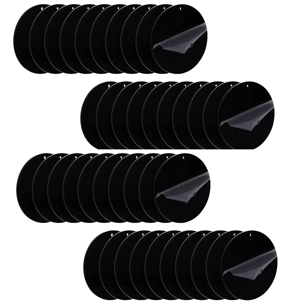50PCS Black Acrylic Blanks Round Circle Disc Christmas Ornaments for Vinyl Painting Engraving Wedding Christmas