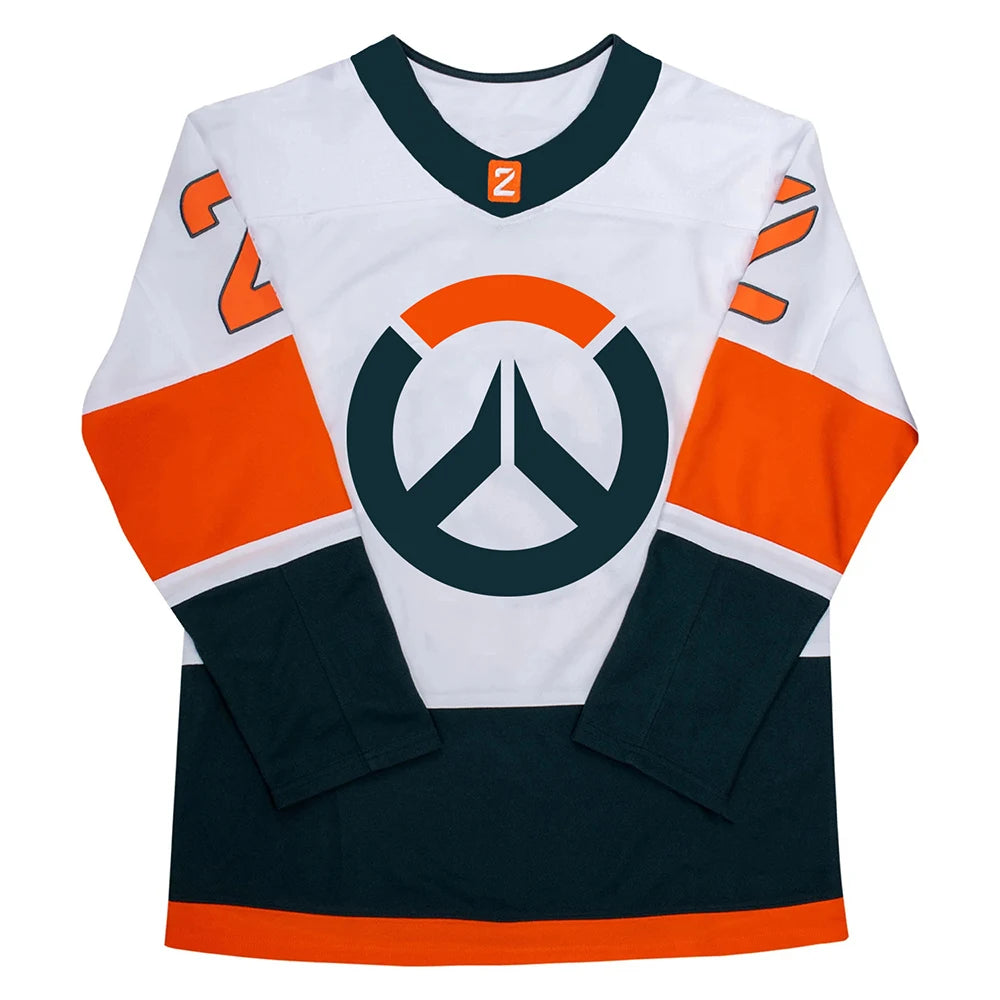Overwatch 2 Hockey Jersey Long Sleeve V-neck Loose Unisex Tees Casual Unisex Streetwear Hot Game Design 3D Printing T Shirt Mens