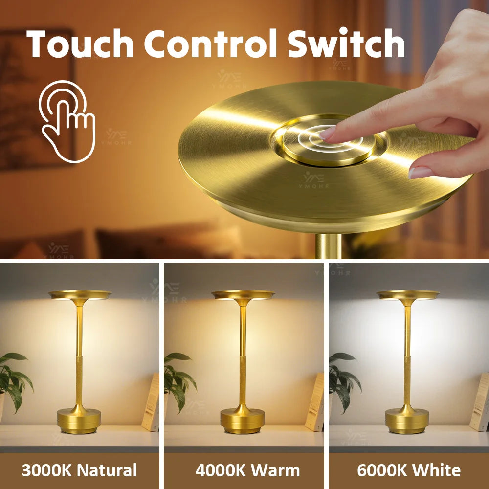 Retro Desk Lamp Warm White Light USB-C Fast Charge USB-C Fast Charge Waterproof Dimmable Gift Idea Table Bedside Lamp Home Decor