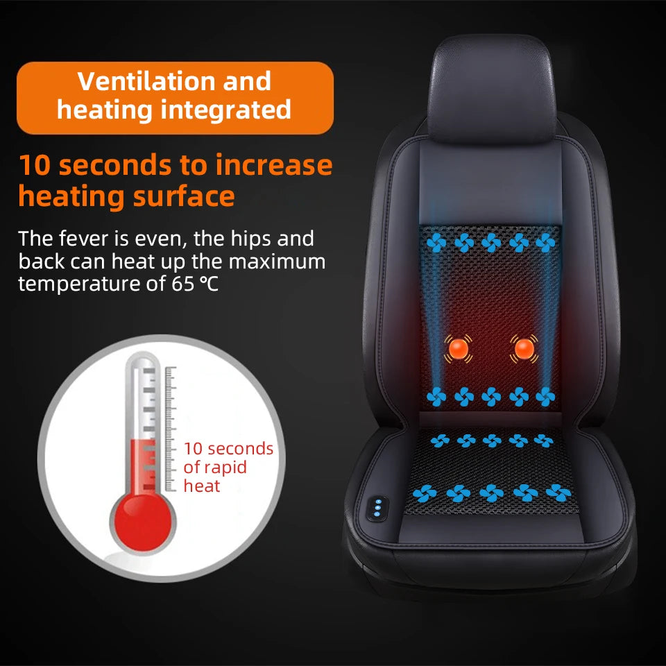 10 Hidden Fans 3 In1 Car Seat Cover Cooling Heating Massage Multi-Functional Seat Car Cool Air Seat Cushion Fast Blow Seat Cover