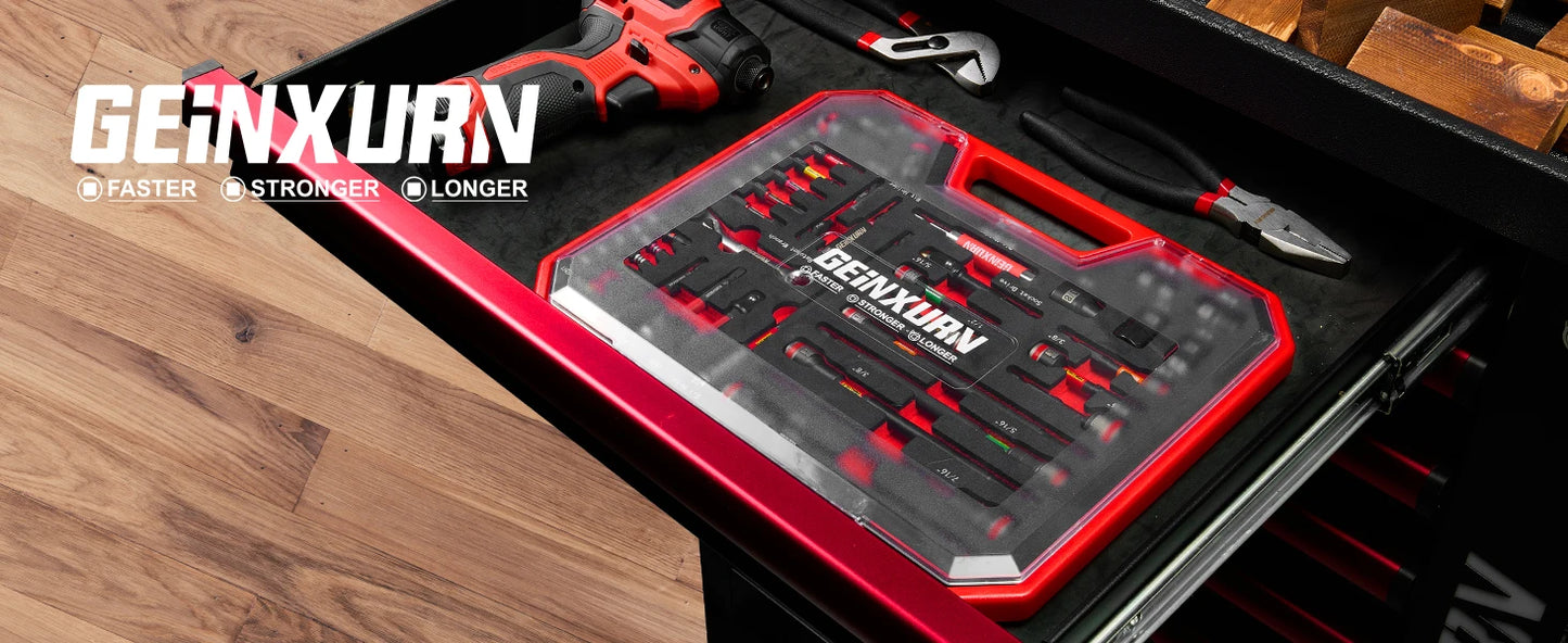 Geinxurn 58Pcs Tools Set Packaged with Impact Screwdriver Bits,Mini Wrech,Step Drill,Socket Adapter and Bit Holder for DIY