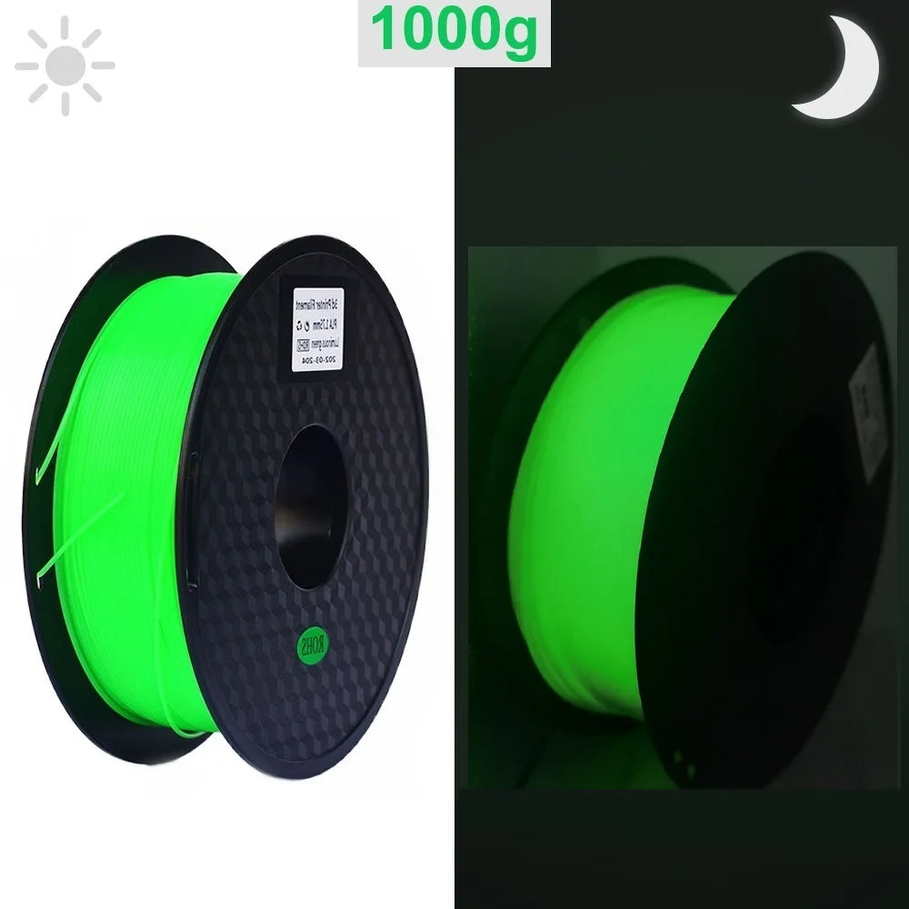 3D Printer Filament Glow In The Dark PLA 1.75mm 1kg 250g Luminous Filament PLA Blue Green Plastic Material Clear For FDM Printer
