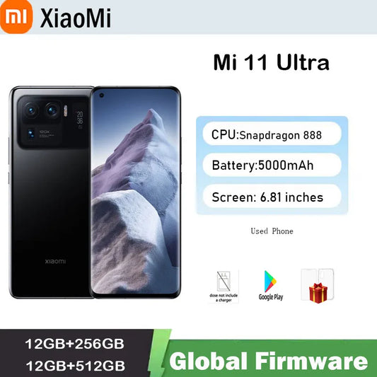 Xiaomi Mi 11 Ultra Smartphone 5G 5000mAh Battery Snapdragon 888 Octa-core 50MP Camera Global firmware 6.81” Display  used phone