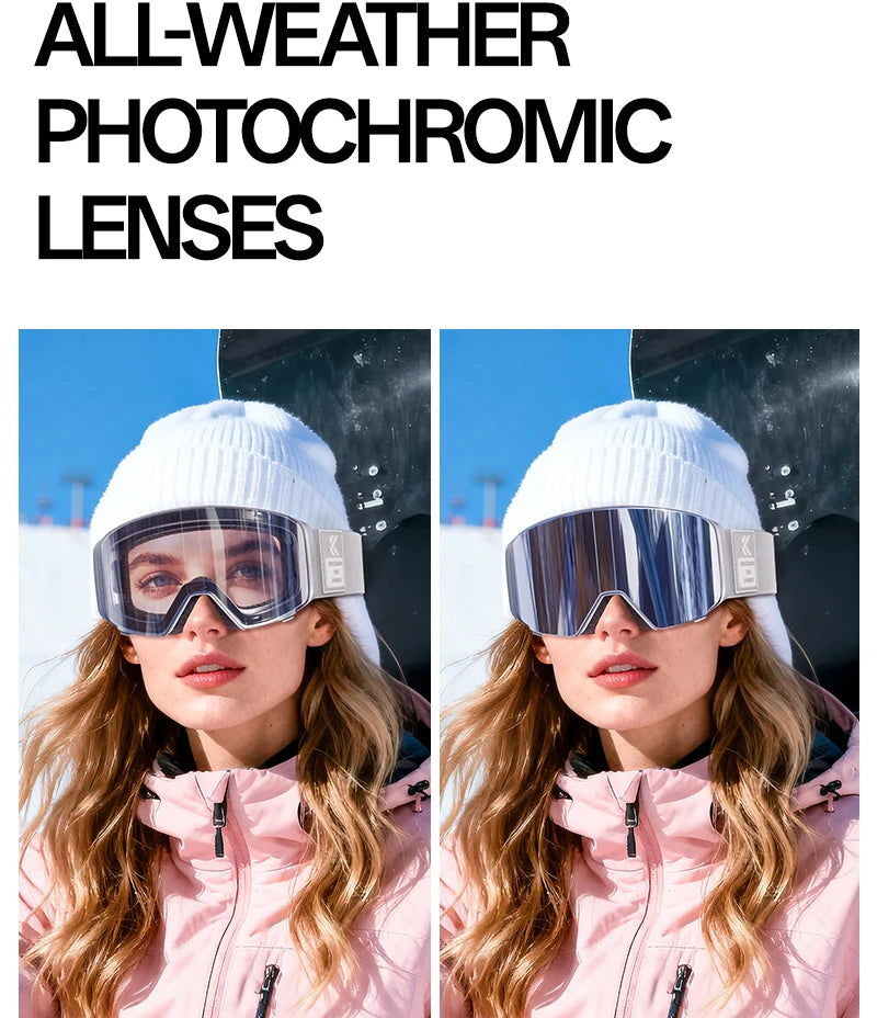 Kapvoe 2026 Skiing Eyewear Flip Ski Goggles Photochromic Snow Goggles Men Snowboard Mask Protection Glasses Snowmobile Winter