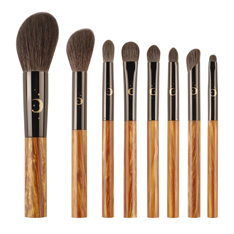 Star Moon Series 8 Makeup Brush Set Grey Mouse Hair Horse Hair Animal Hair Resin Star Moon Fashion Design Facial Makeup Brush