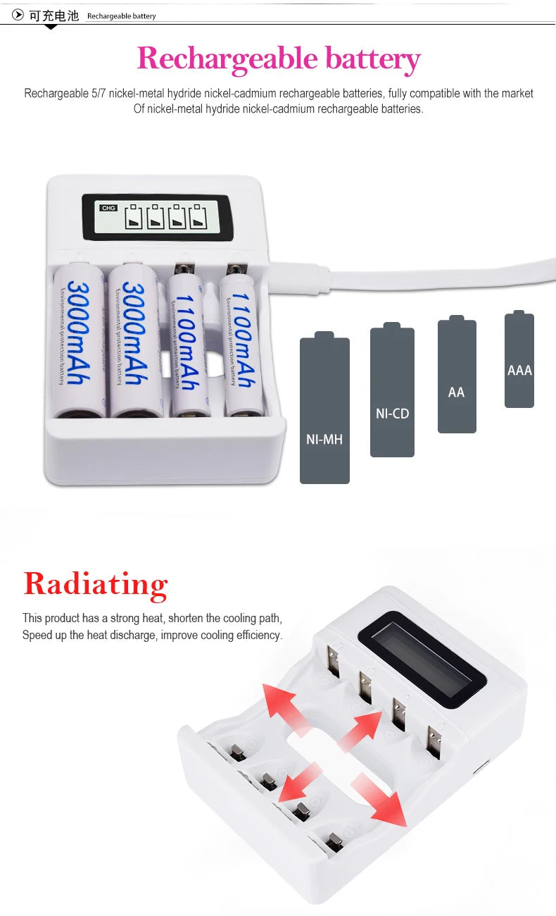 PALO 1.2V AA Rechargeable Batteries 3000mAh aa Ni-MH 100% Original High Capacity Current AA Battery Rechargeble For Camera Toys