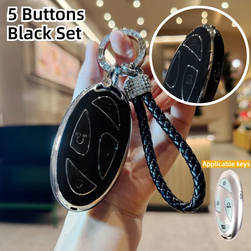 TPU 5/7 Buttons Smart Car Key Case Cover, Fit for HYUNDAI Ioniq 6 Grandeur GN7 KONA 2023-2024, Keyless Auto Accessories