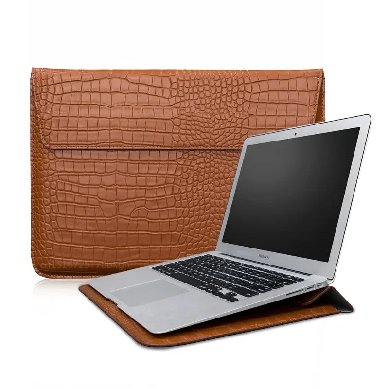 Crocodile Leather Flip Case Bag Laptop Sleeve for Macbook Air 13 14 15 16 Inch M5 M4 M3 M2 Chip Mac Book Pro Cover Accessories