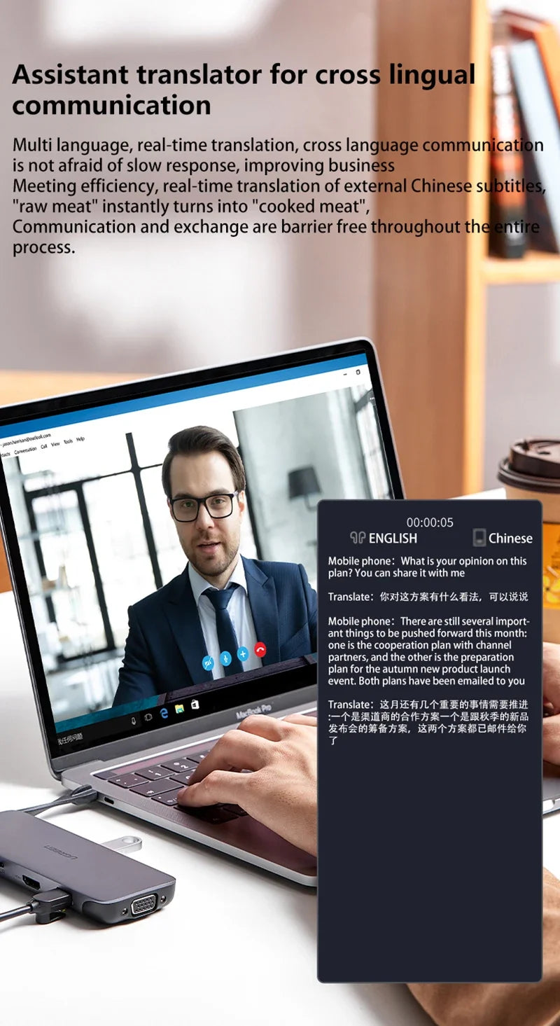 Smart Glasses AI Intelligent Translation Wireless Bluetooth Glasses With Real-time Simultaneous Interpretation Headset 2025 New