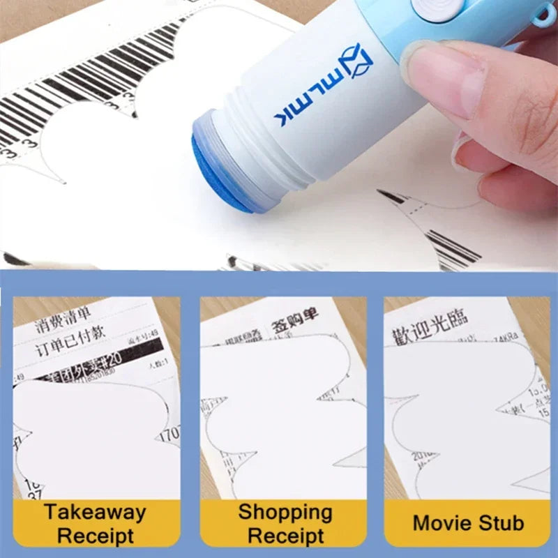 2 In 1 Thermal Paper Correction Solution & Parcel Box Opening Knife Home Office Identity Data Security Protection Liquid Eraser