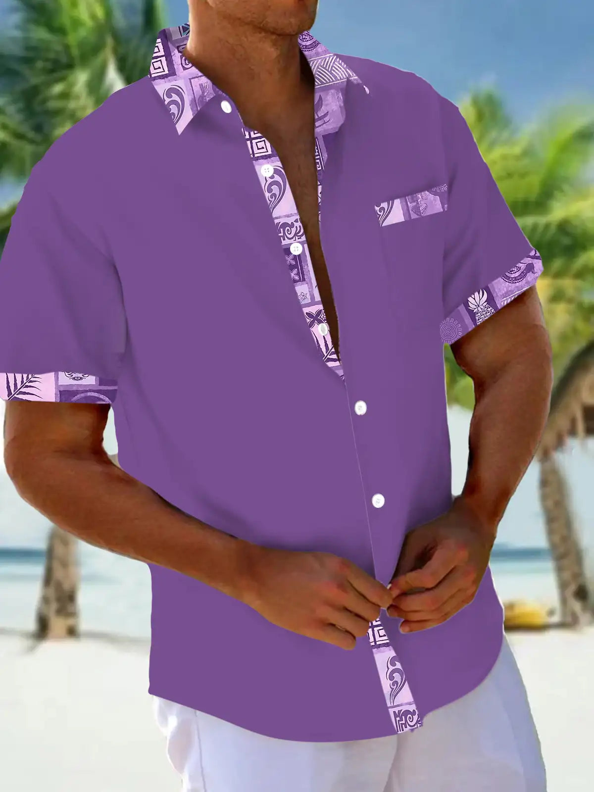 Men's shirts, button up shirts, casual shirts, spring and summer, printed short sleeves, daily, fashionable, comfortable