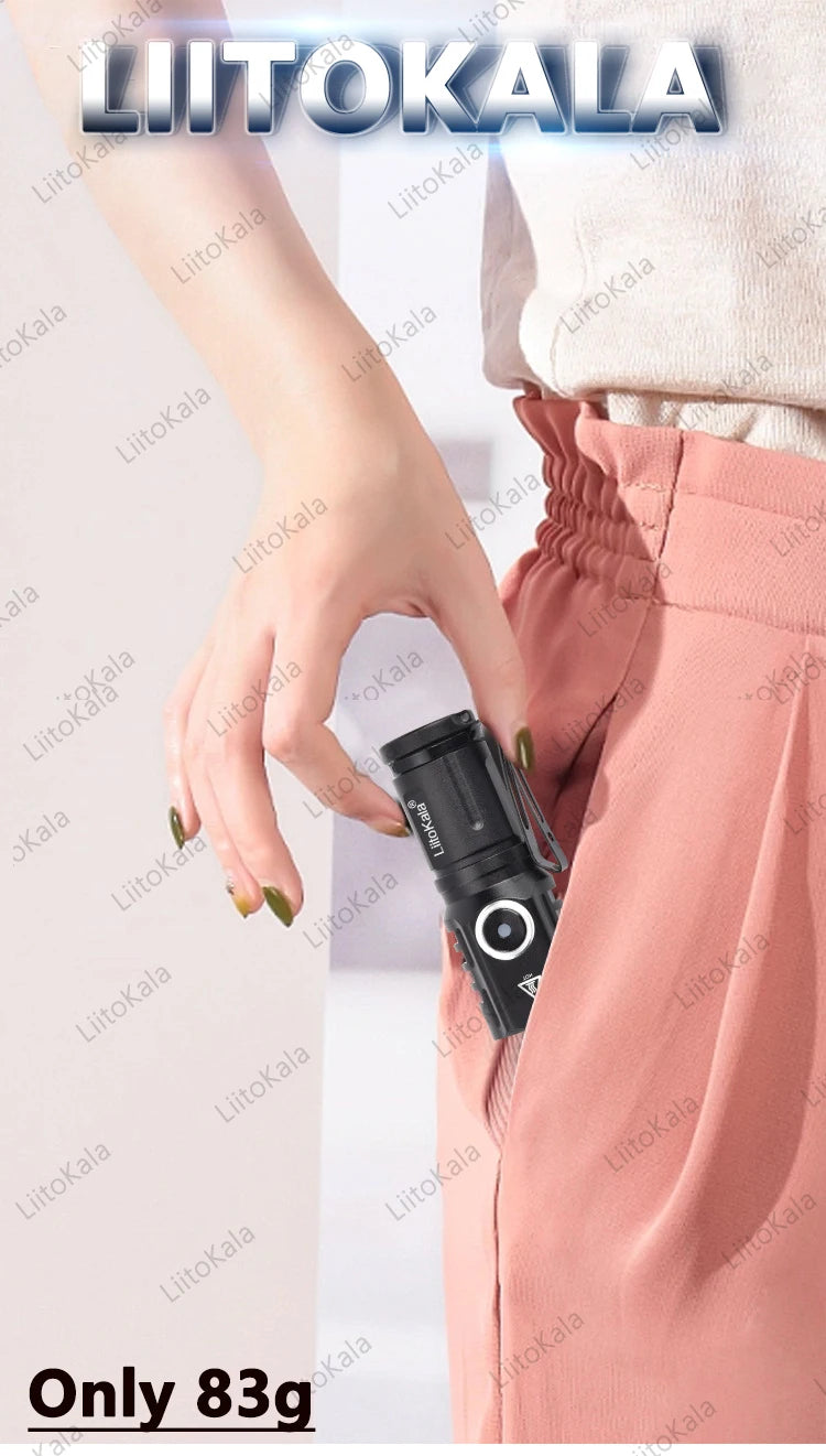 LiitoKala LF-536 LF-535 LED white laser Mini Flashlight 16340 700mAh Rechargeable Battery