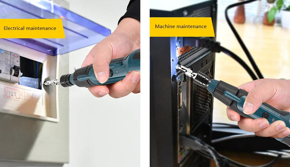 SHENHAOXU Cordless Electric Screwdriver Rechargeable Battery Operated ScrewDriver Drill Tool Set LED Bidirectional Switch Repair