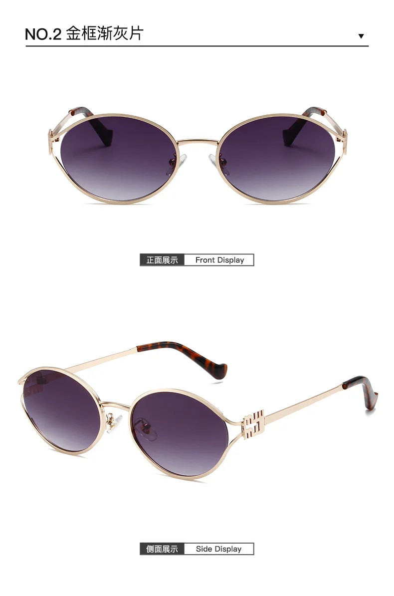 Fashion Oval Sunglasses Women Men Luxury Designer Metal Frames Sun Glasses Female Gradient Shades Eyewear UV400 De Sol Oculos