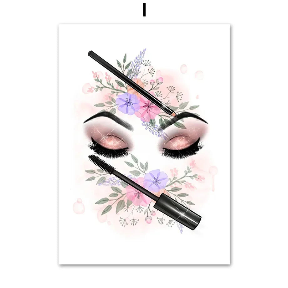 Makeup Beauty Nails Wall Art Print Eyebrow Lips Lipstick Lashes Canvas Painting Nordic Poster Bar Fashion Party Room Home Decor