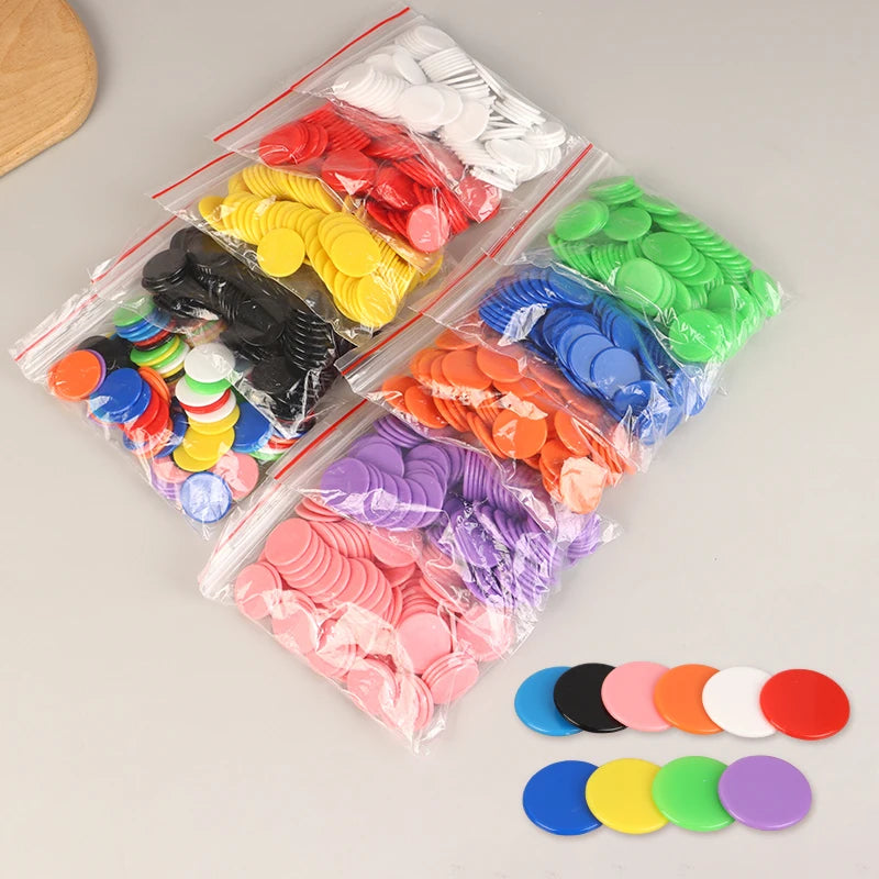 100Pcs 25MM Learning Education Math Toy Plastic Poker Chips Bingo Chip Markers Token Family Club Party Counting Toy
