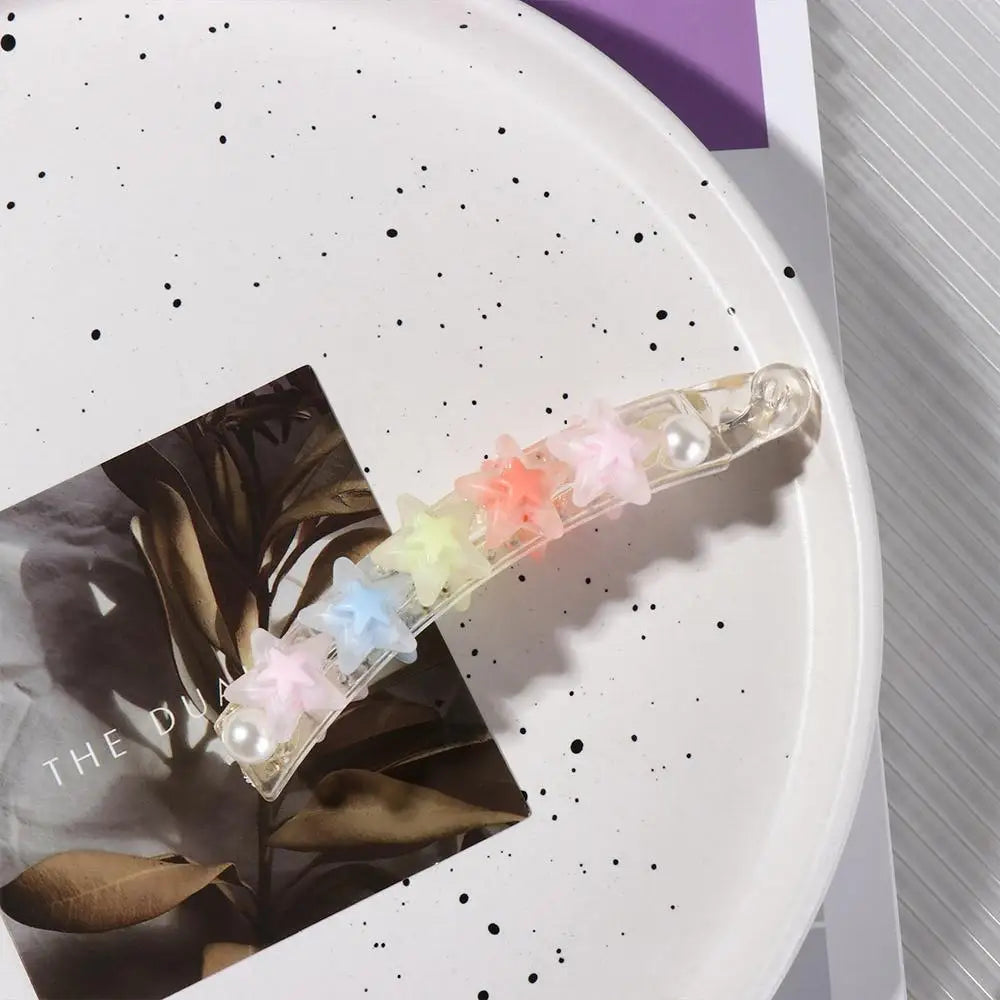 Hair Accessories Acrylic Hair Clips Colorful Love Heart Claw Clips Frosted Star Ponytail Holders Girl