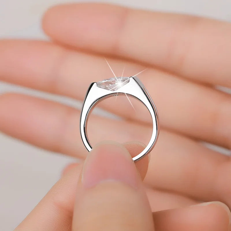 EWYA 1CT Marquise Cut Moissanite Solitaire Ring For Women 925 Silver GRA Certified Diamond Wedding Band Party Bridal Rings Gift