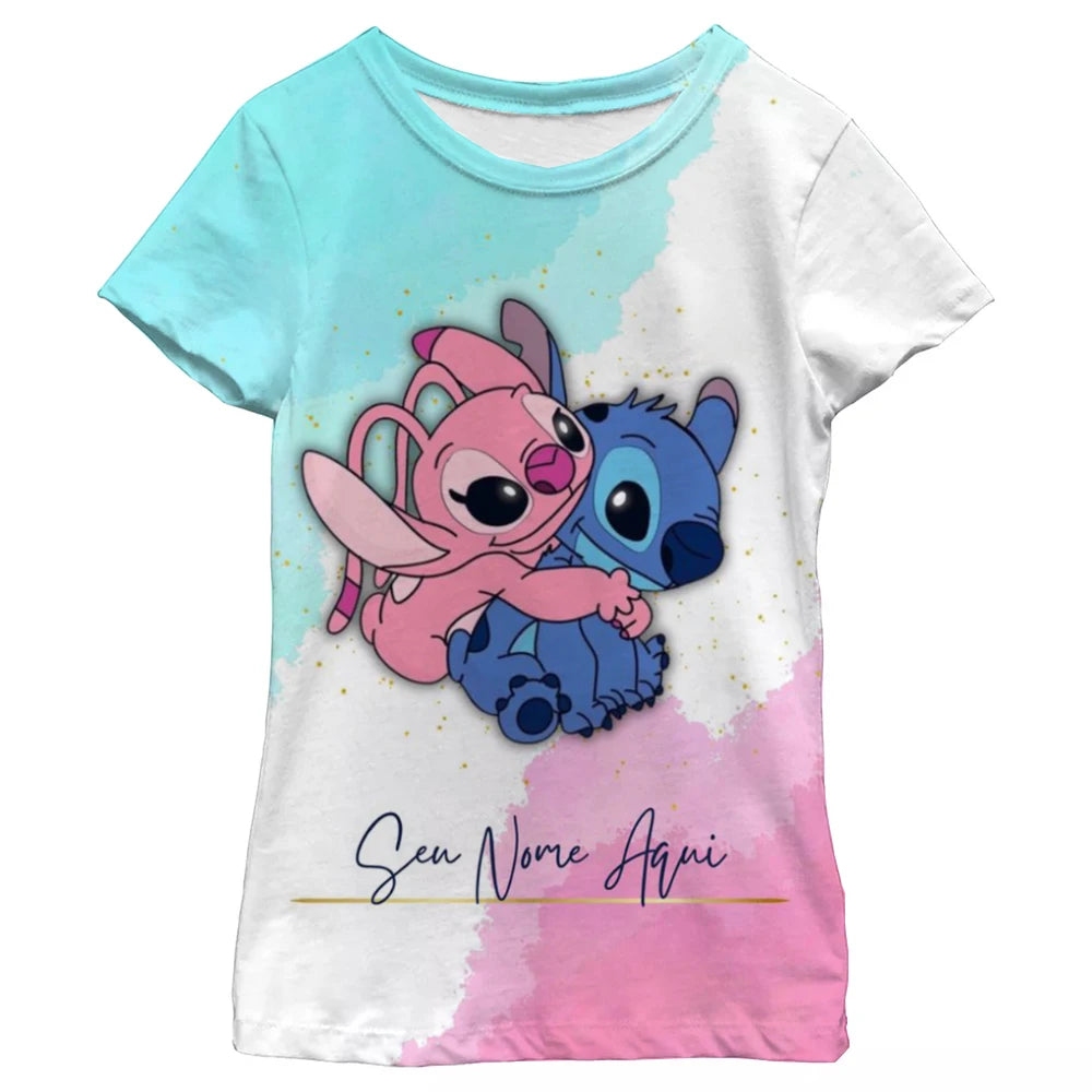 New Kawaii Lilo Stitch Cartoon T Shirt Children Kids Stitch Cute Manga T-shirt Y2k Graphic Tshirt Girl Boy Top Tees Lilo Stich