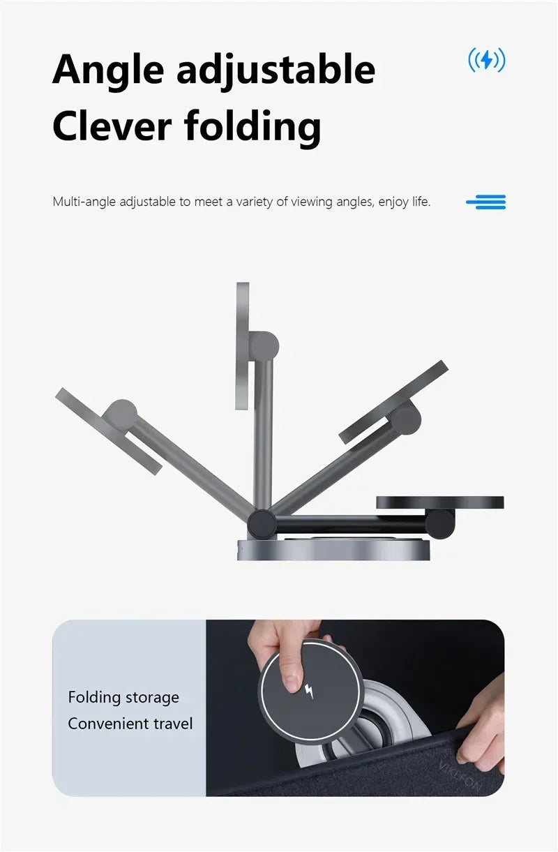 2 in 1 Folable Magnetic Wireless Charger Phone Holder Stand For Magsafe iPhone 17 16 15 14 13 12 Airpods 4/3 Pro 2 Fast Charging