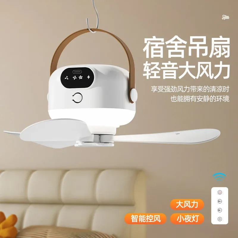 Outdoor Fan Small Ceiling Dormitory Night Light Remote Control Electric Fan Home