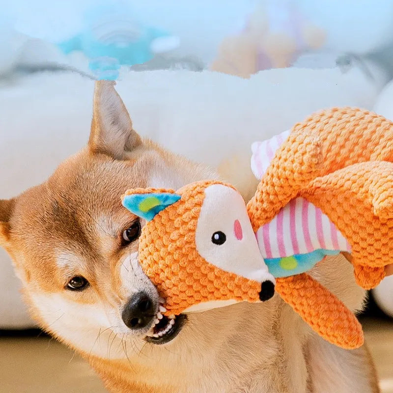 Pet Plush Toy Cat Dog Puzzle Toy Cute Animals Bite Resistant Interactive Squeaky Pet Dog Teeth Cleaning Chew Toy Pet Supplies