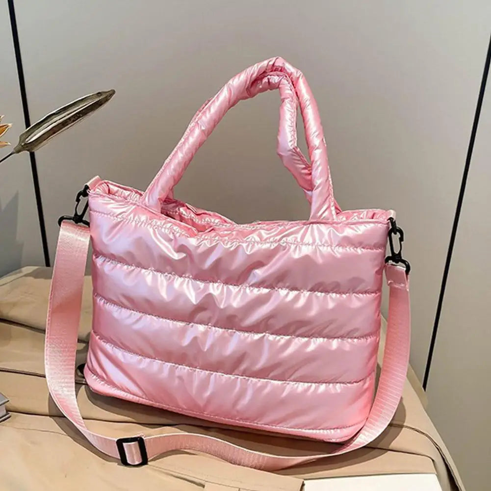 Large Tote Padded Handbags Designer Quilted Women Shoulder Bags Luxury Nylon Down Cotton Crossbody Bag Winter Tote Big